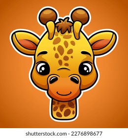 Cute giraffe face logo design in cartoon style baby safari animal