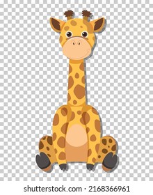 Cute giraffe in flat cartoon style illustration