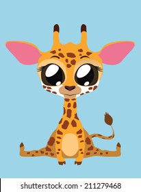 Cute Giraffe flat illustration art