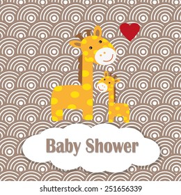 cute giraffe with flower baby shower card vector illustration