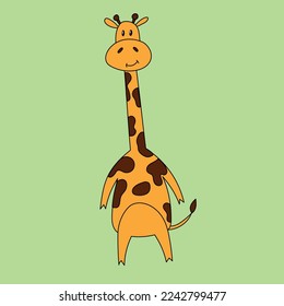 Cute Giraffe. Handgezeichnete flache Vektordoodle.