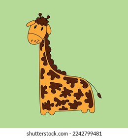 Cute giraffe. Hand drawn flat vector doodle.
