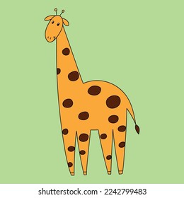 Cute giraffe. Hand drawn flat vector doodle.