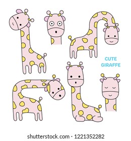 Cute giraffe hand drawn style. Vector illustration design.