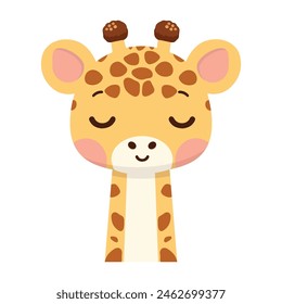 Cute giraffe head Cartoon flat vector
