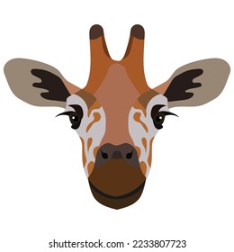 Cute giraffe head isolated on white background. African wild animal. Illustration with little giraffe in cartoon style can be used for children's clothing or things design, animal shop, holiday card.