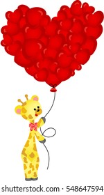 Cute giraffe with heart balloon
