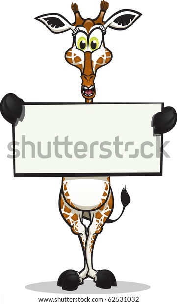 Cute Giraffe holding up a sign.\
Divided into layers for easy editing./ Cute Giraffe holding\
sign