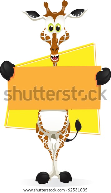 Cute Giraffe holding up a sign.\
Divided into layers for easy editing./ Cute Giraffe holding\
sign