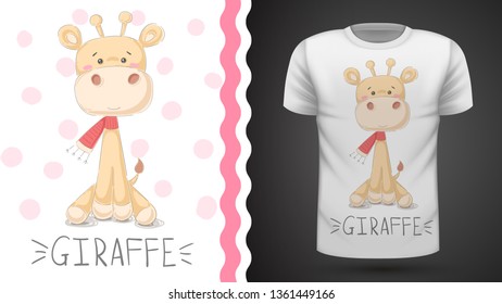 Cute giraffe - idea for print t-shirt. Hand draw