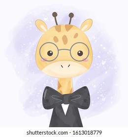 cute giraffe illustration, baby shower decoration, animals clipart.