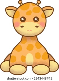 Cute Giraffe Illustration in Kawaii Style