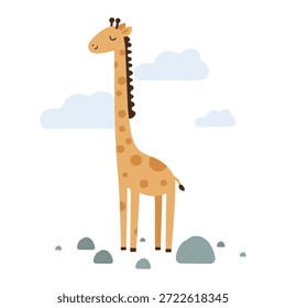 Niedliche Giraffe-Illustration mit langem Hals im modernen flachen Vektordesign