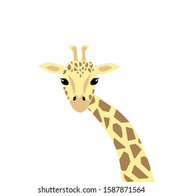 Cute giraffe illustration. Vector illustration in geometric style. Print or Poster Design for Kids, Greeting Card, dishes and clothes.