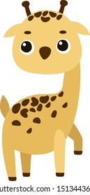Cute giraffe, illustration, vector on white background.
