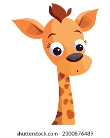 Cute giraffe illustration vector over white