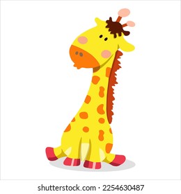 Cute giraffe ilustration. For children book or logo. A simple flat vector design