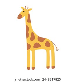 Cute giraffe isolated on white background. Vector illustration of hand drawn giraffe.