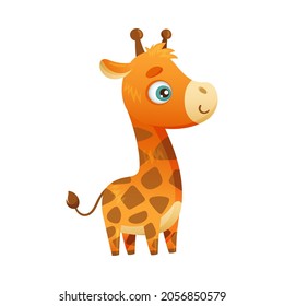 Cute Giraffe Jungle Baby Animal Cartoon Vector Illustration On White Background