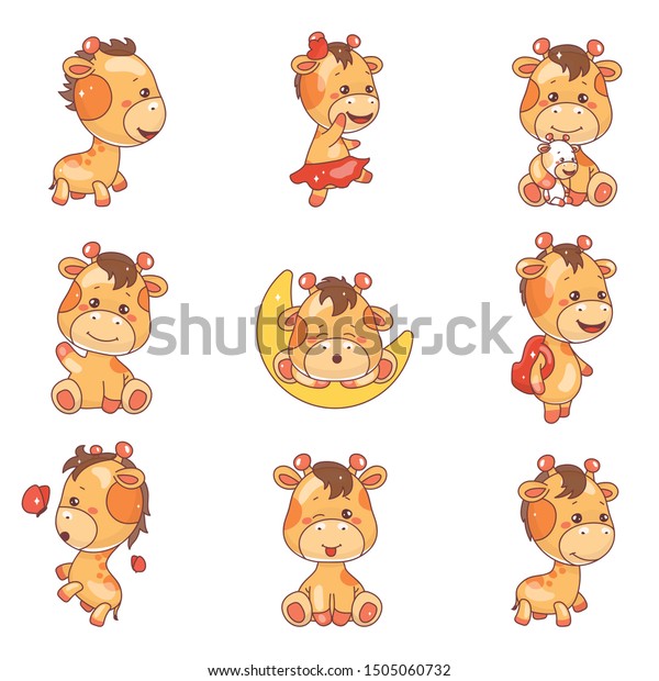 Cute Giraffe Kawaii Cartoon Vector Characters The Arts Animals