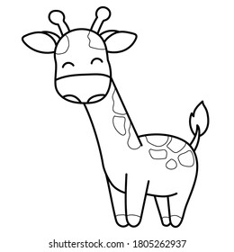 Cute giraffe line art cartoon