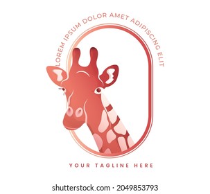 Cute giraffe logotype isolated on a white background. Logotype Templates for Cosmetics and Beauty, Flowers, Spas, Wedding Services, Restaurants, Fashion and Aesthetics. Vector animal logo