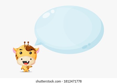Cute Giraffe Mascot with bubble speech