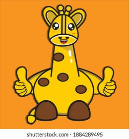 cute giraffe mascot gives a thumbs up