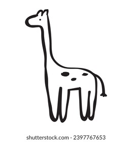 Cute Giraffe. Modernes, einfaches Design. Schwarze Farbe. Vektorgrafik, einzeln auf weißem Hintergrund.  