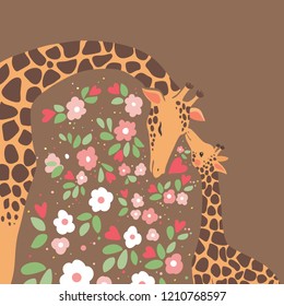 Cute giraffe/ Mother and baby card
