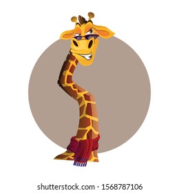 Cute Giraffe With Naughty Expression. Vector Illustration Isolated On White Background