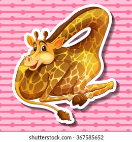 Cute giraffe with its neck folded illustration