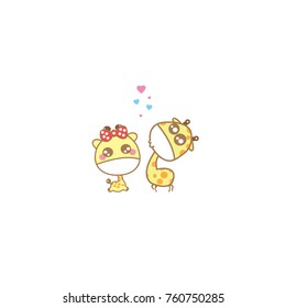 cute giraffe on love .vector illustration