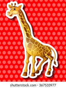 Girafa bonito sobre fundo vermelho ilustração