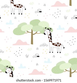 Cute giraffe Pattern print for kids. Seamless pattern.