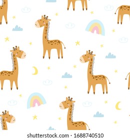 Cute giraffe Pattern print for kids. Seamless pattern.