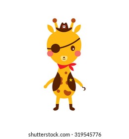 cute giraffe pirate vector