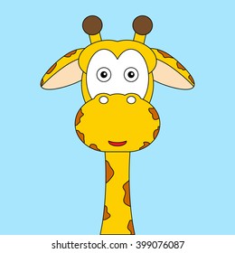 Cute giraffe portrait in line style. Vector illustration.