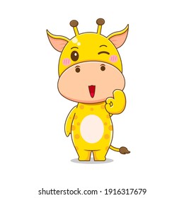 Cute giraffe posing finger style vector design illustration