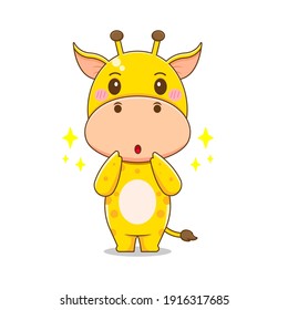 Cute giraffe posing finger style vector design illustration