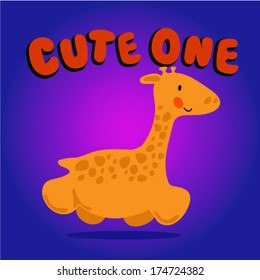 Cute giraffe running. Vector illustration