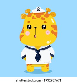 Cute Giraffe Sailor cartoon vector animal illustrations