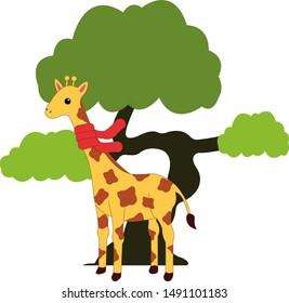 cute giraffe with a scarf