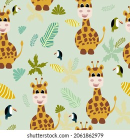 Cuto girafa sin fisuras, patrón infantil Seamless con divertida jirafa. Textura de niños escandinavos creativos para tela, envoltura, textil, papel pintado, vestimenta. Ilustración del vector