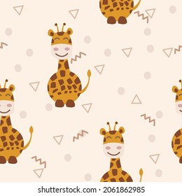 Cute giraffe seamless pattern, Seamless childish pattern with funny giraffe . Creative scandinavian kids texture for fabric, wrapping, textile, wallpaper, apparel. Vector illustration
