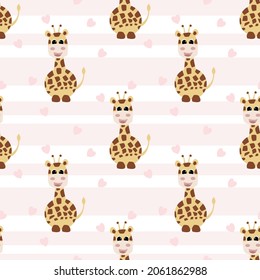 Cuto girafa sin fisuras, patrón infantil Seamless con divertida jirafa. Textura de niños escandinavos creativos para tela, envoltura, textil, papel pintado, vestimenta. Ilustración del vector