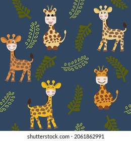 Cuto girafa sin fisuras, patrón infantil Seamless con divertida jirafa. Textura de niños escandinavos creativos para tela, envoltura, textil, papel pintado, vestimenta. Ilustración del vector