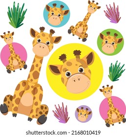 Cute giraffe seamless pattern illustration