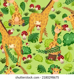 Cute giraffe seamless pattern illustration