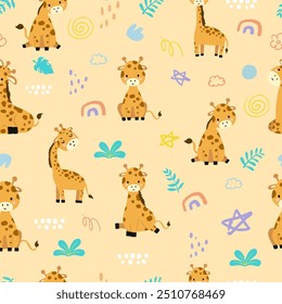 süße Giraffe nahtlose Muster für Fliese, Stoff Kind Design 